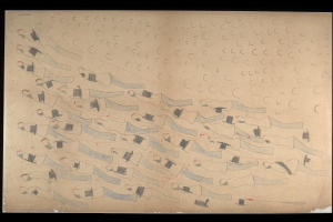 Ein Schwimmbad mit einem "Nur für Erwachsene - Nichtschwimmerbereich"-Schild im Vordergrund, umgeben von Bäumen, Gebäuden und einem klaren blauen Himmel, mit einem Rettungsring in der Mitte des Pools.