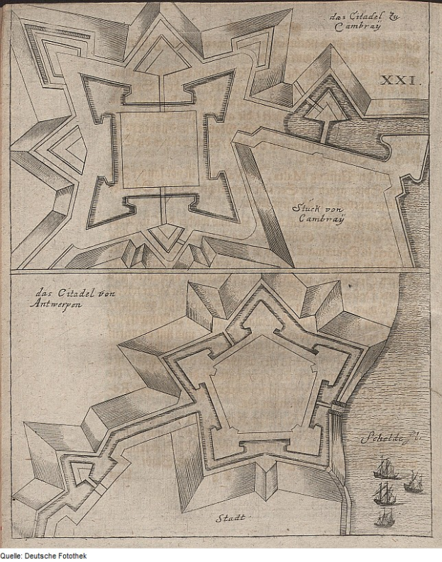 Ein offenes altes Buch mit einem detaillierten Stadtplan