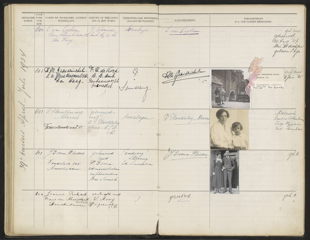 Offenes Buch mit Schwarz-Weiß-Familienfoto und Texten und Bildern