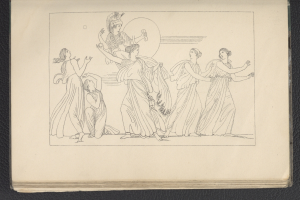 Ein Buchumschlag mit einer leuchtenden Illustration einer Gruppe tanzender Frauen in harmonischen Posen.