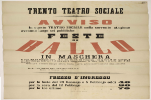 Plakat für ein Festival in Maschera, Italien, mit Text, der das Ereignis beschreibt.