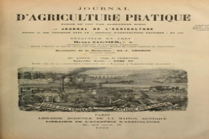 Cover eines alten Buches mit dem Titel "Journal d'Agriculture Pratique" mit einer Illustration eines Hofes.