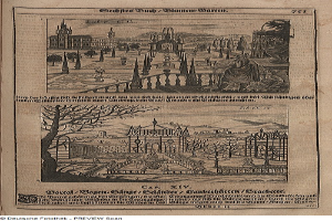 Ein aufgeschlagenes Buch mit einer Stadtansicht-Illustration, Text und Bildern, das detaillierte Informationen über die Stadt bietet.